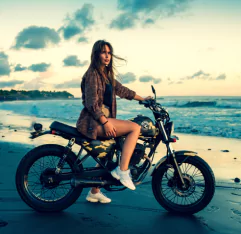 beach waves woman motorcycle