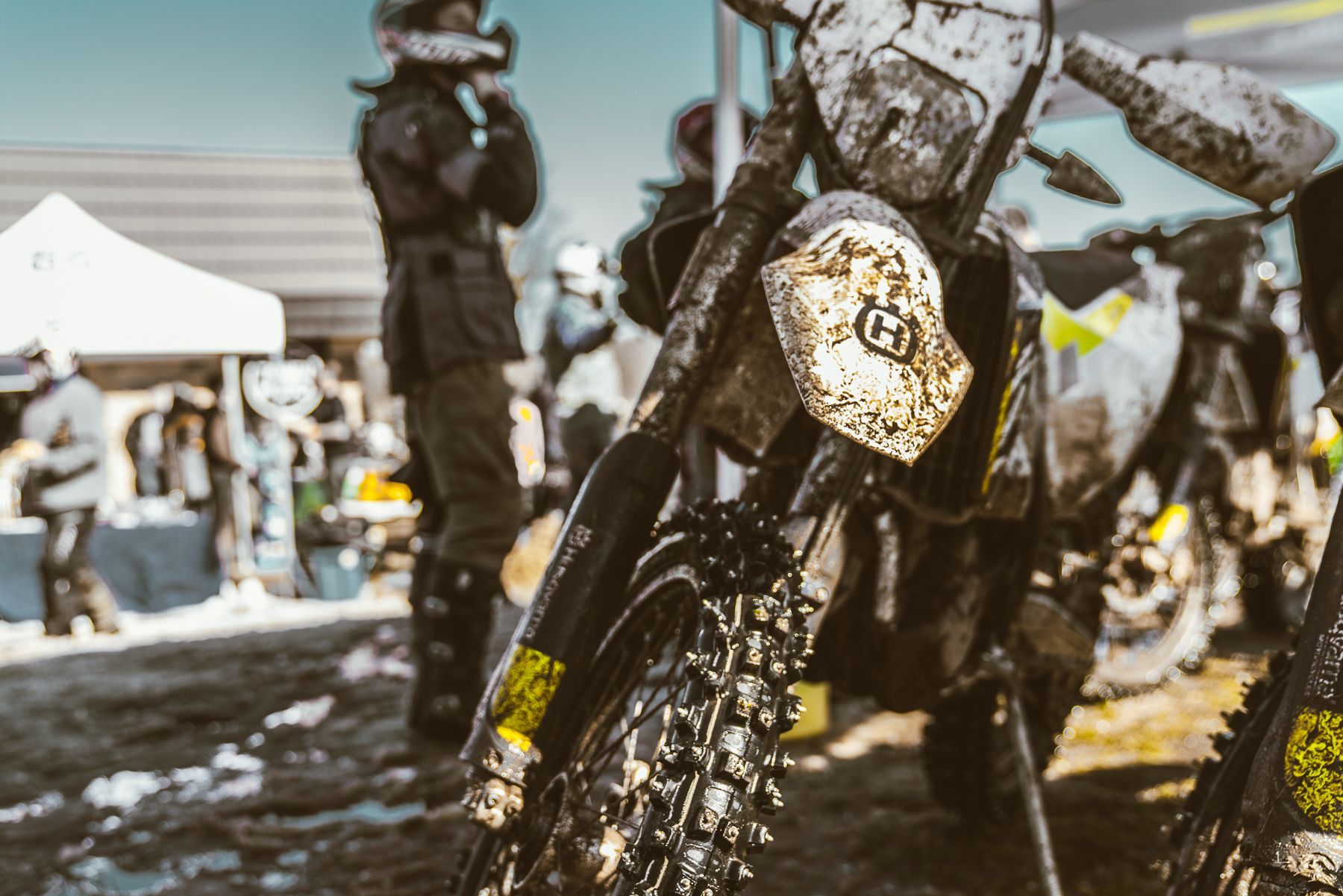 Husqvarna demo bikes with studded tires