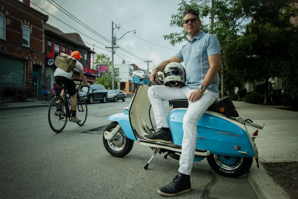 David on his Lambretta