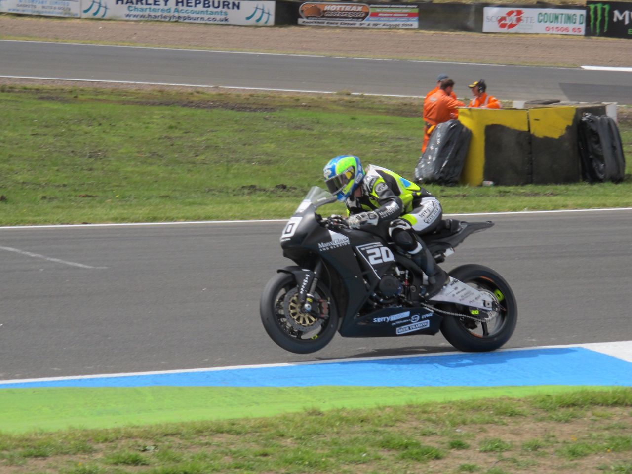 Jenny Tinmouth ringing the neck of her Fireblade at Knockhill. Photo: A & P Bike Photo.