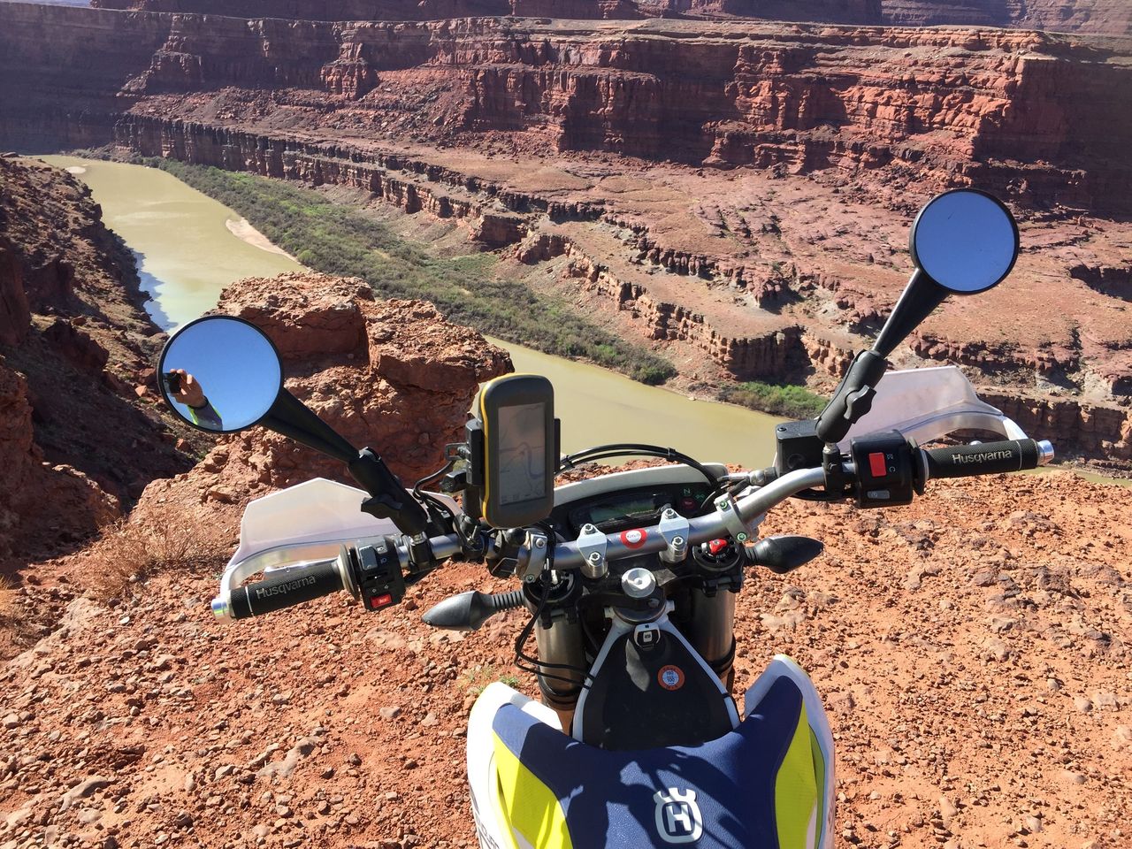 Nosing the 701 over the Colorado River on Day 1