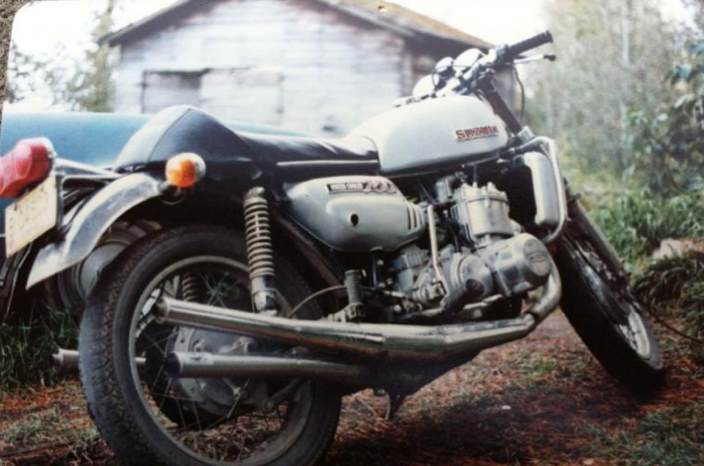 My GT750. Ported, polished, K&Ns, JB Power Pipes, after I'd broken off the cool fairing falling on gravel