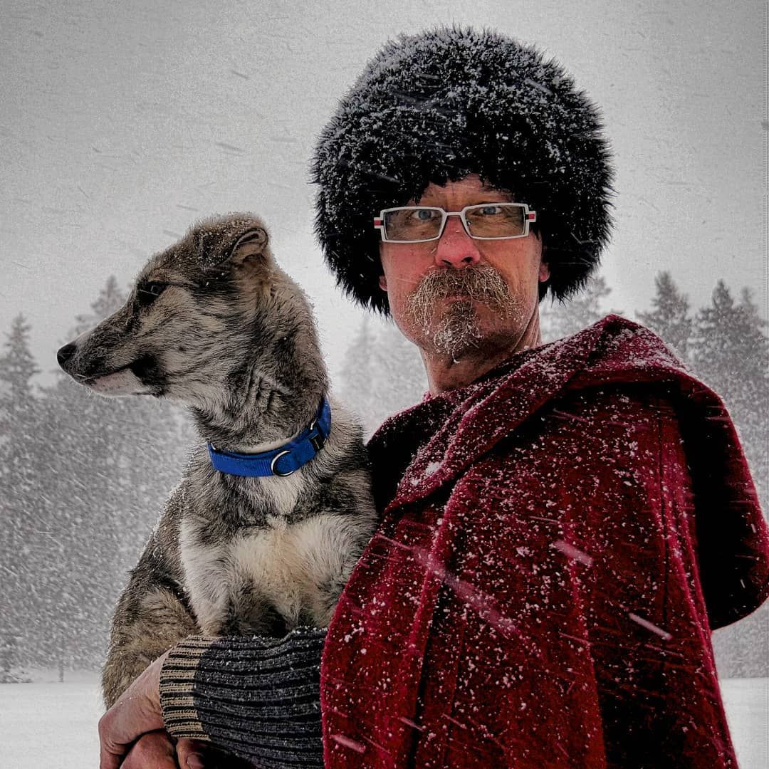 Oliver Solaro, intrepid solo moto explorer of the frozen remote Canadian north. And his goodest boy, Bruce.