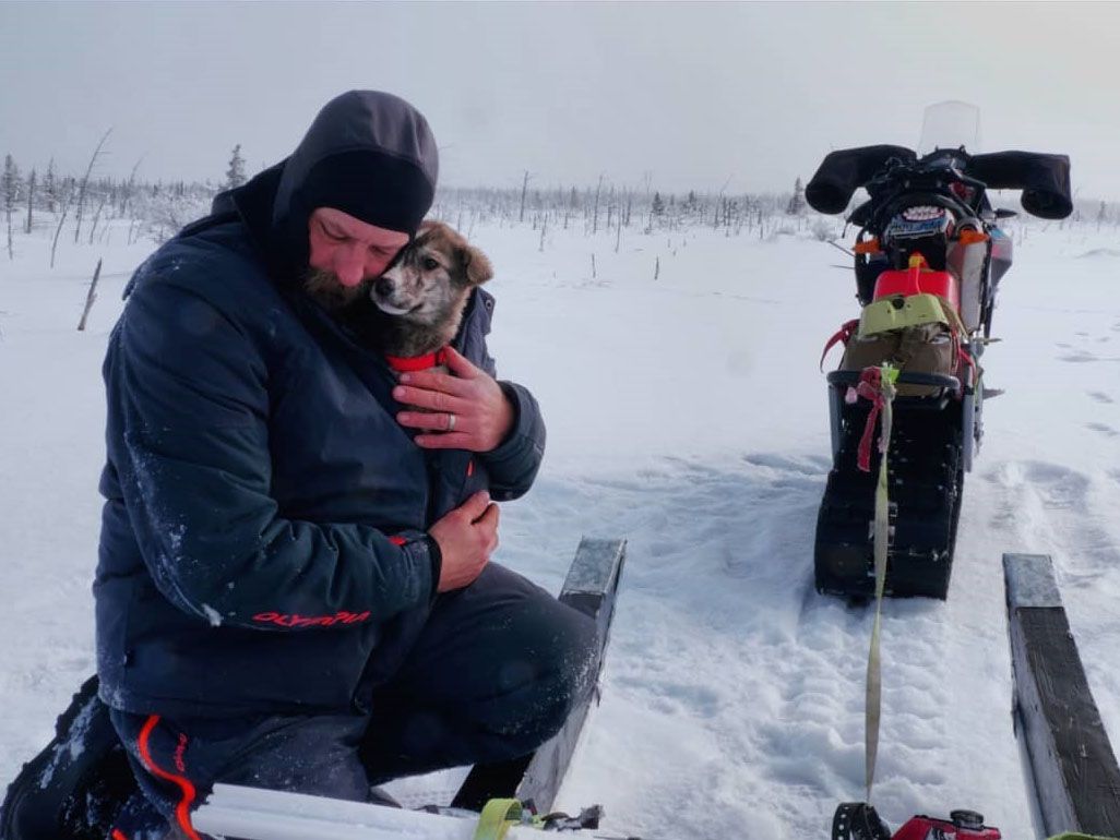 Oliver bringing his new BFF Bruce home from Churchill, Manitoba